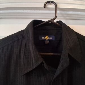 Oleg Cassini Black Casual Button Down Shirt